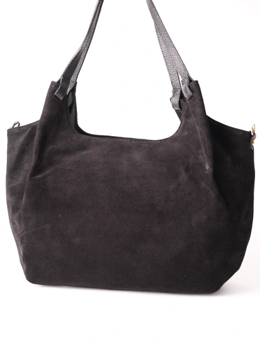 GROSSO BAG női táska, bőrből, velúr, fekete
