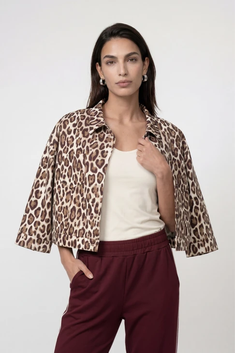 MONARI LEO & BORDEAUX női leopárdmintás kabát