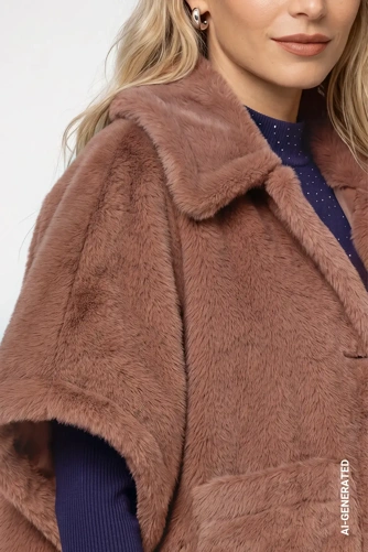 MONARI STUDIO BLUE női szőrme pelerine, taupe színű (4)