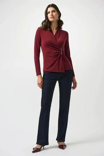JOSEPH RIBKOFF női bordó wrap top (2)