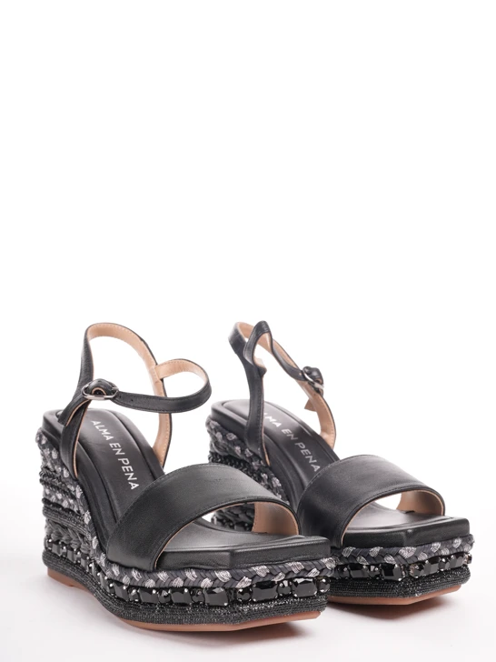 ALMA EN PENA ék alakú espadrilles fekete