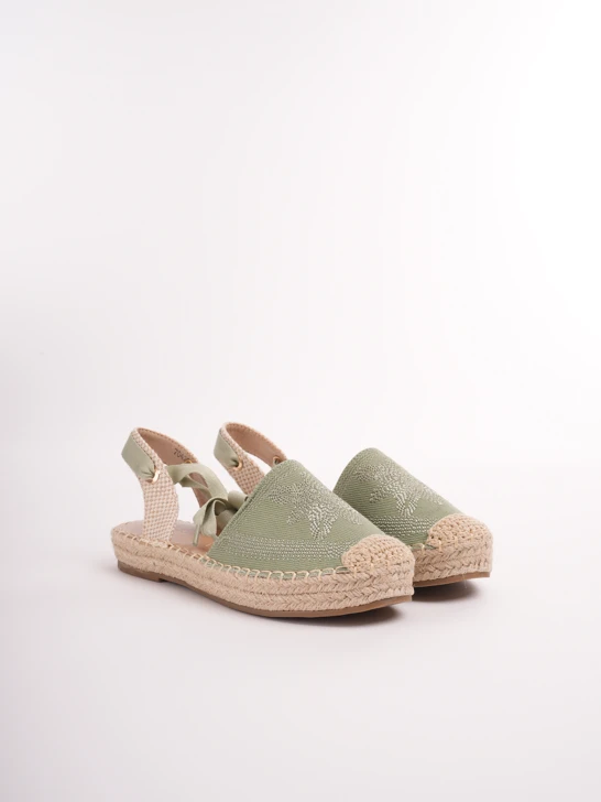 PASS női espadrilles fűzős cipőfűzővel zöld