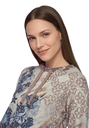 BETTY BARCLAY női pulóver, bézs színű, virágmintás (3)