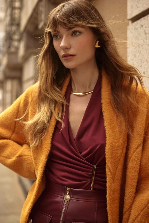JOSEPH RIBKOFF női bordó wrap top