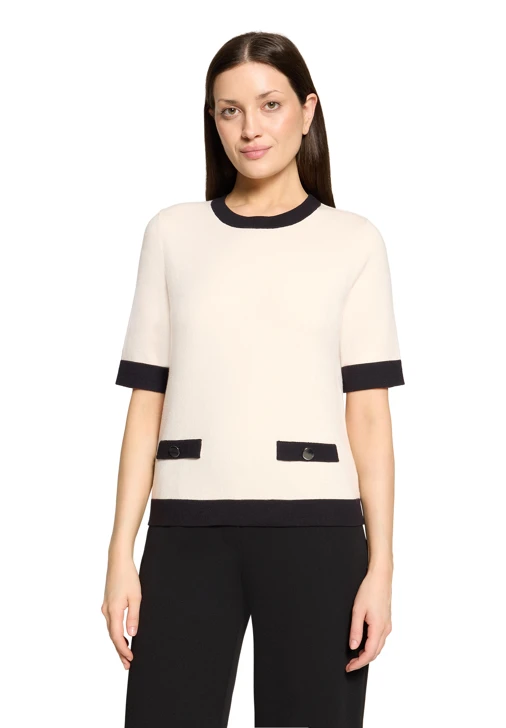 BETTY BARCLAY női, bézs színű, rövid ujjú pulóver