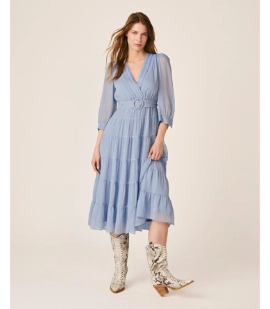 ALMA EN PENA női hosszú ruha, SKY BLUE (2)