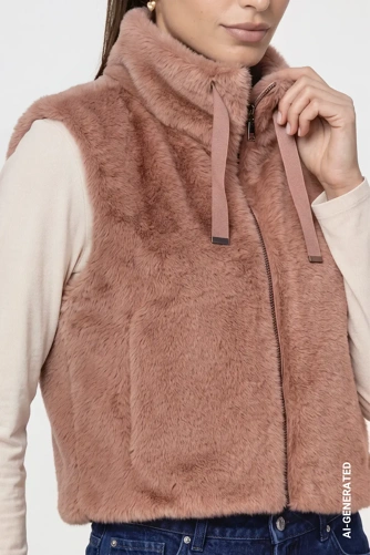 MONARI STUDIO BLUE női szőrme mellény, taupe színű (4)